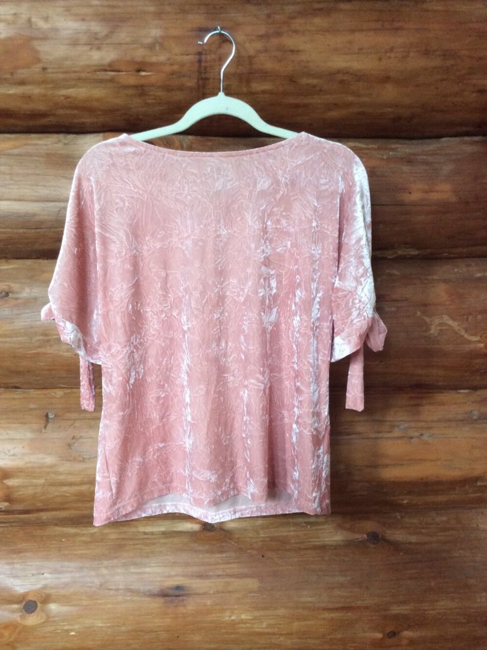 Maeve Anthropologie Blush Pink Crushed Velvet Fairycore Split Sleeve Top Size S